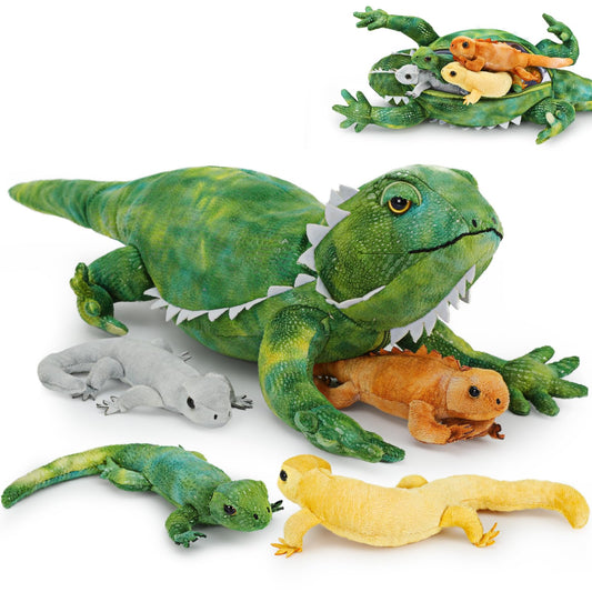 Tezituor realistic lizard set with mommy and babies for imaginative play and comforting hugs.
