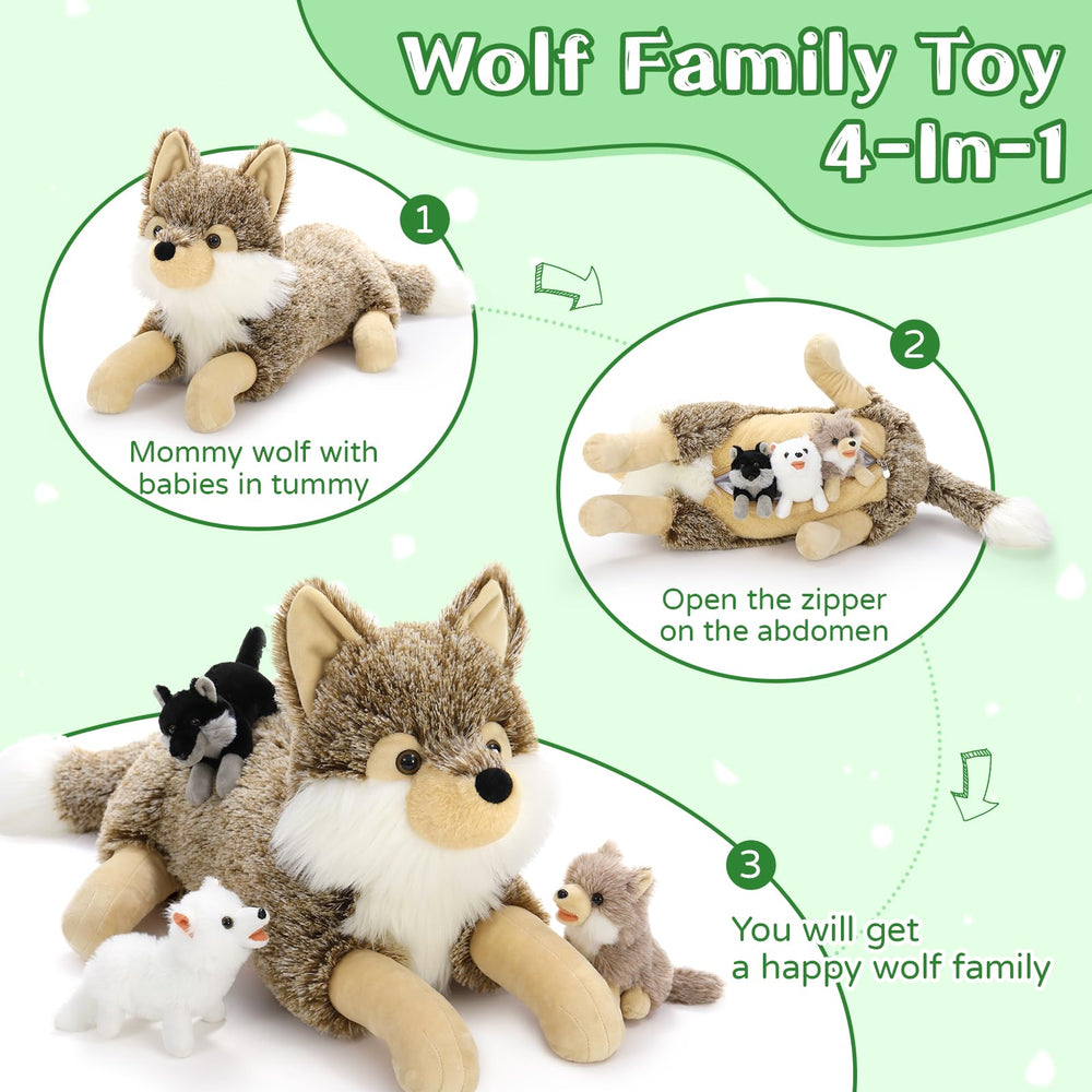 Tezituor wolf plush set supports imaginative roleplay and storytelling.
