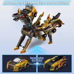 TEZKIM collision-activated-dinosaur-car gold reveal supports kinetic play.
