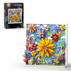 TG BLOCKS Micro Brick Flower World Sunflower wall display for home decor and mood lift