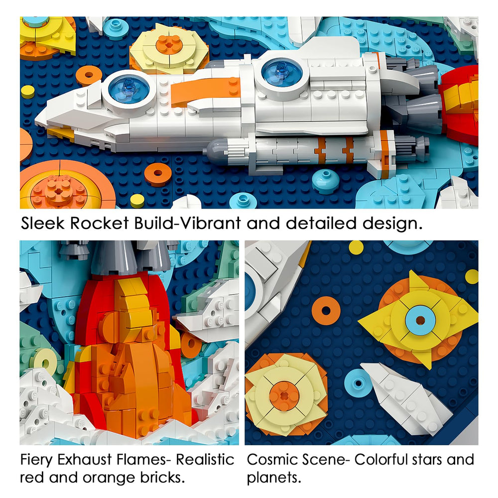 TG Blocks Micro Brick Rocket table display presents a finished, eye-catching model.