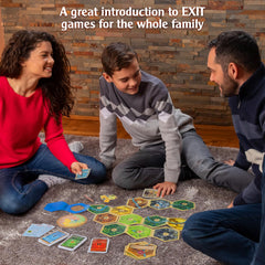EXIT: The Game on Catan table setup shows 1-4 players ready to play.
