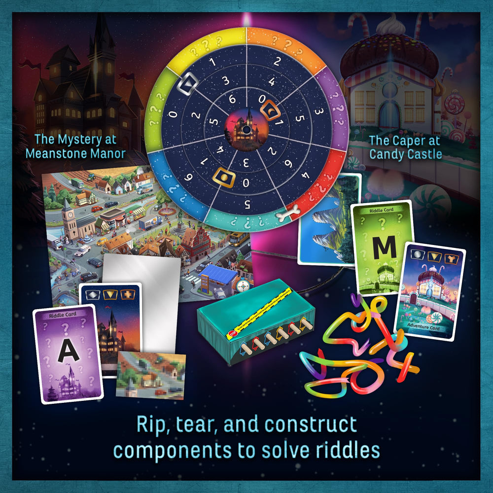 Thames & Kosmos EXIT Game Family Meanstone Manor clues and atmosphere.