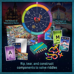 Thames & Kosmos EXIT Game Family Meanstone Manor clues and atmosphere.