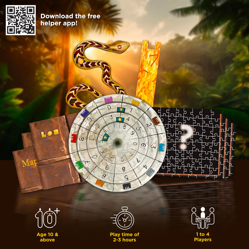 Thames & Kosmos Exit The Sacred Temple decoder disk ready to unlock the first clue