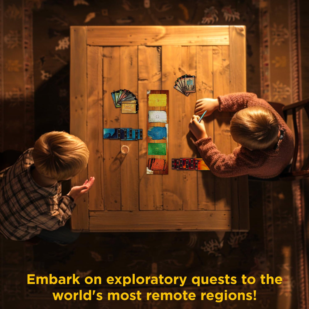 Thames & Kosmos Lost Cities route tiles show paths forming during play.