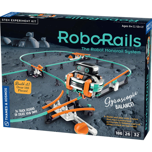 Thames and Kosmos RoboRails monorail one-wheel in action for stable gliding.