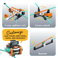 Thames and Kosmos RoboRails seesaw connector adds dynamic twists on layouts.