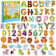 Thboxes 52PCS animal magnets on fridge promote animal-name recognition.