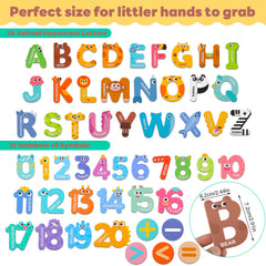 Thboxes toddler-friendly letters on fridge help with grip and engaging spelling play.