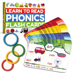 The Bambino Tree phonics flash cards with colorful pictures to boost early reading.