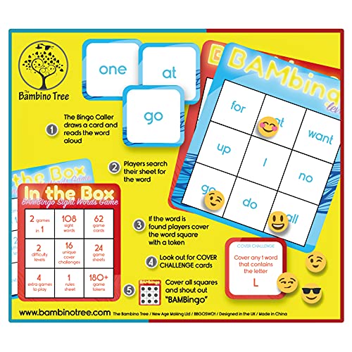 The Bambino Tree sight word bingo level 2 red cards for advanced beginner readers