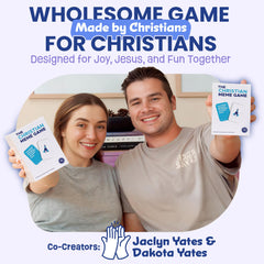 The Christian Meme Game home play setup captures cozy moments