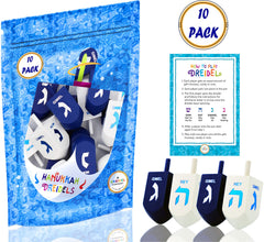 The Dreidel Company dreidel with foil-embossed Hebrew letters enhances Hanukkah learning.