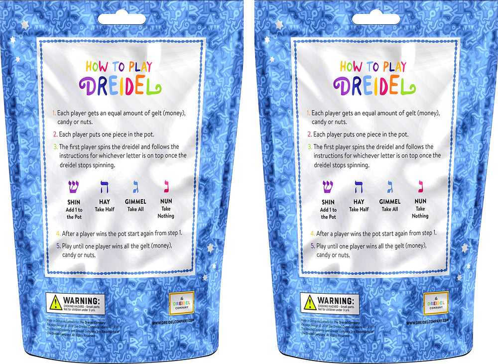 The Dreidel Company 200-pack packaging supports party-ready bulk purchases.