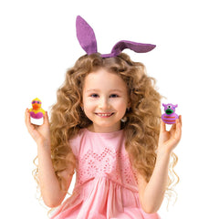 The Dreidel Company colorful ducks in red and yellow for bright bath fun.