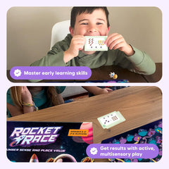 The Fidget Game Rocket Race number cards aid comparisons and sequencing.