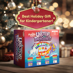 The Fidget Game Unicorns vs Dragons letter cards help kids practice alphabet skills.