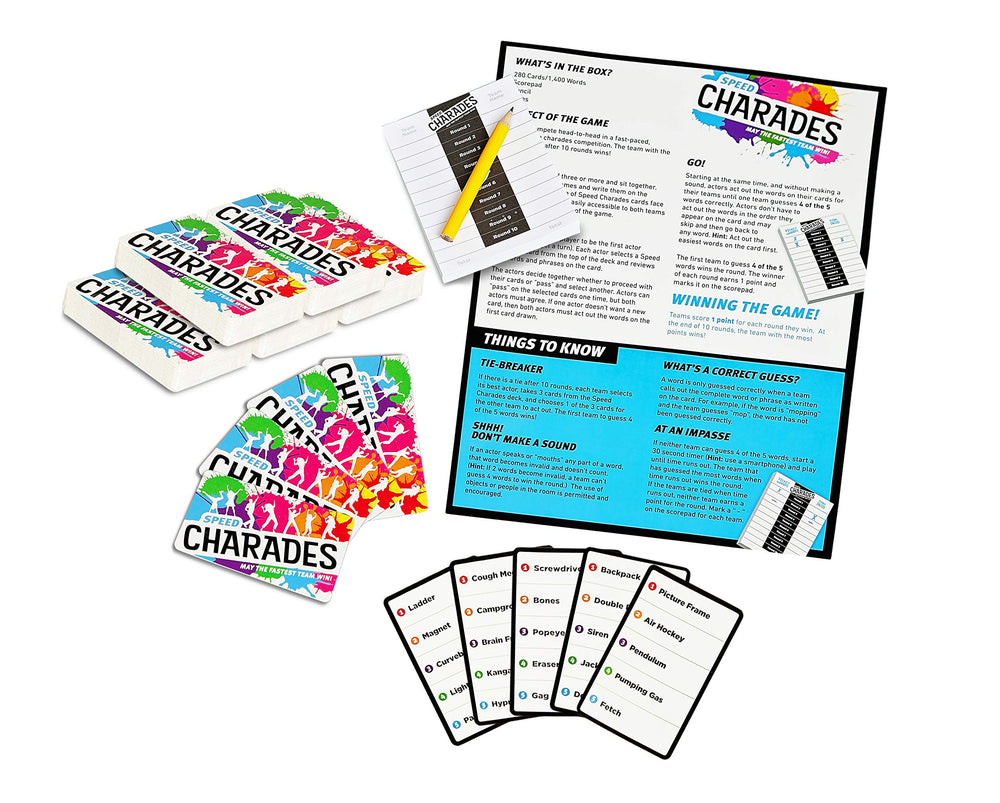 The GAME CHEF Speed Charades scorepad helps track rounds clearly for every team.