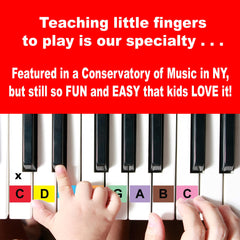 The Happy Piano Kit Baby Shark video teaching adds fun, familiar songs.