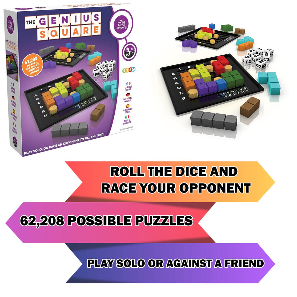 Players race to fill the grid on The Genius Square by The Happy Puzzle Company