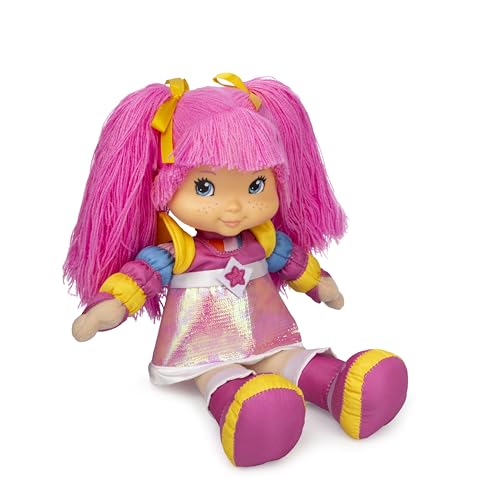 The Loyal Subjects Rainbow Brite Tickled Pink doll side view with pink pigtails for imaginative storytelling.
