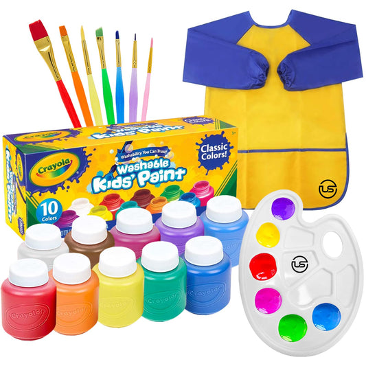 The Mega Deals Kids Painting Set 10 colors for bright, kid-friendly art projects.