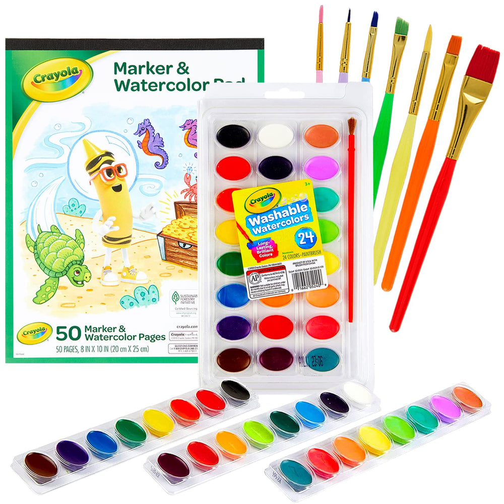 The Mega Deals watercolor set with 24 vibrant colors for kids ready to start painting