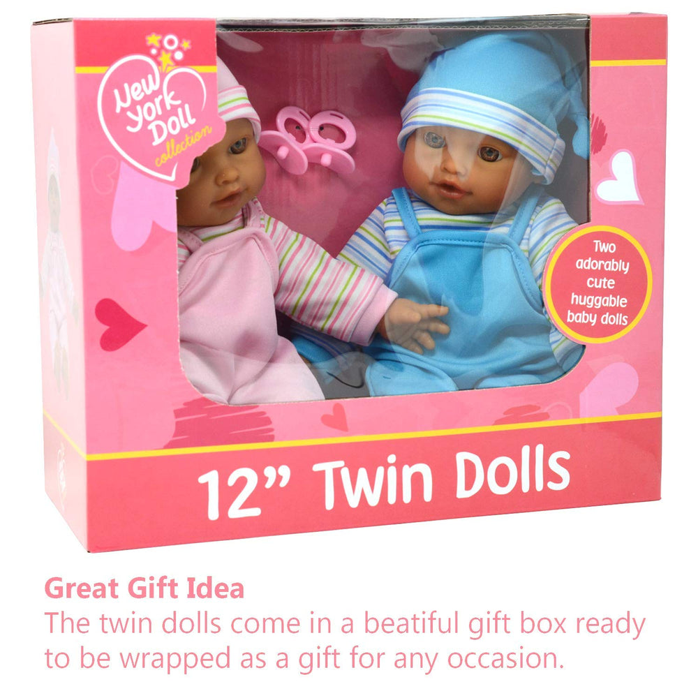 The New York Doll Collection 12-inch dolls feature lifelike vinyl heads and limbs.