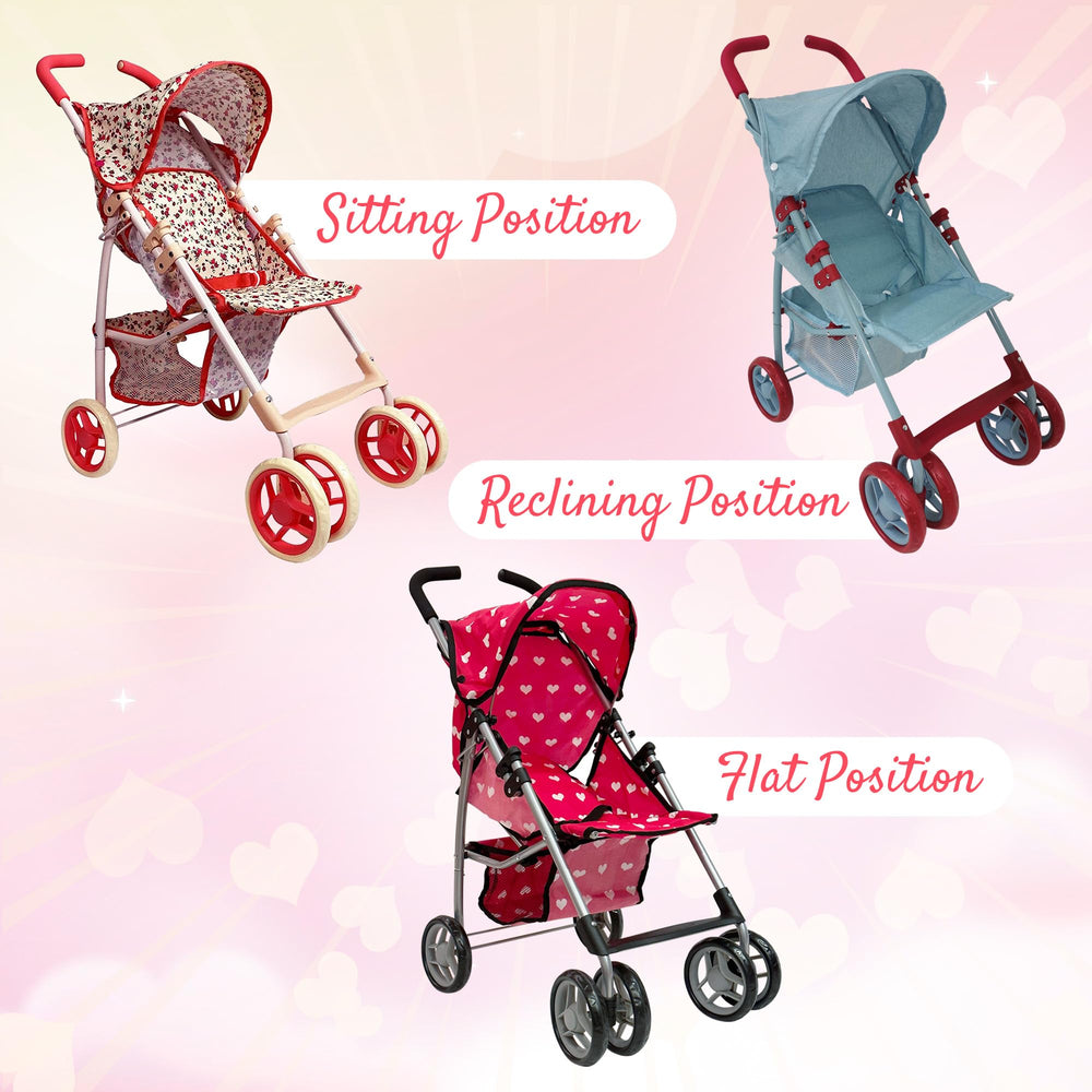 The New York Doll Collection 28-inch stroller folded frame, portable for travel