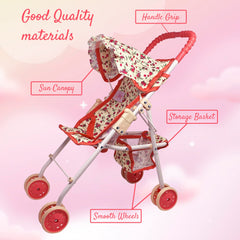 The New York Doll Collection Bottom storage basket keeps accessories organized on outings