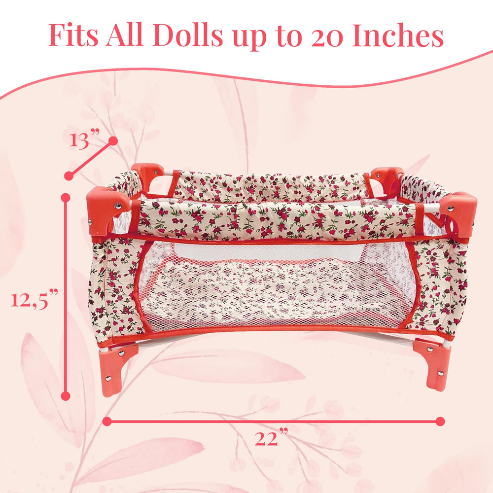 The New York Doll Collection doll bed with precise 22x12.5x13 dimensions.