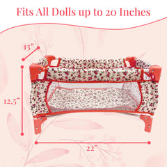 The New York Doll Collection doll bed with precise 22x12.5x13 dimensions.