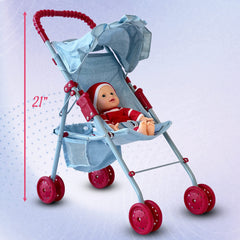The New York Doll Collection doll stroller bottom storage basket for accessories