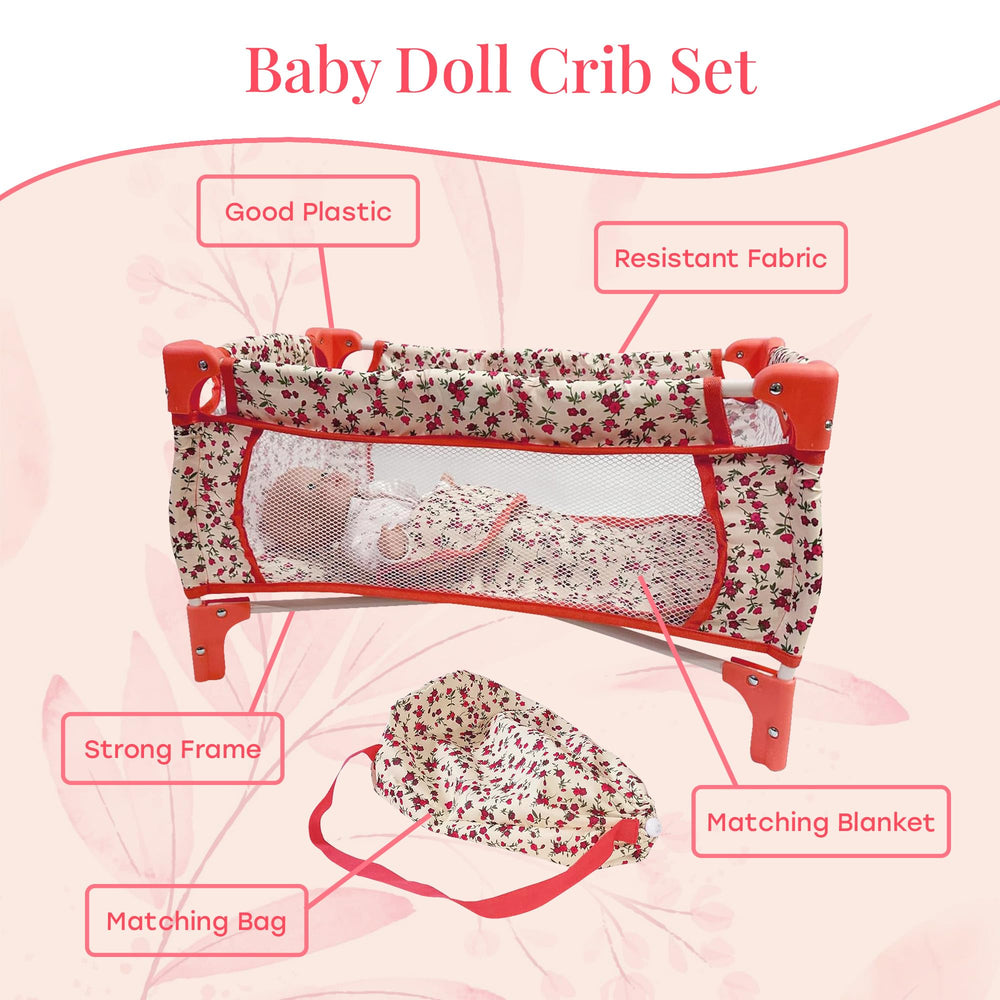 The New York Doll Collection compact collapsible doll bed for travel.