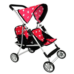 The New York Doll Collection My First Doll Twin Stroller heart design for two dolls