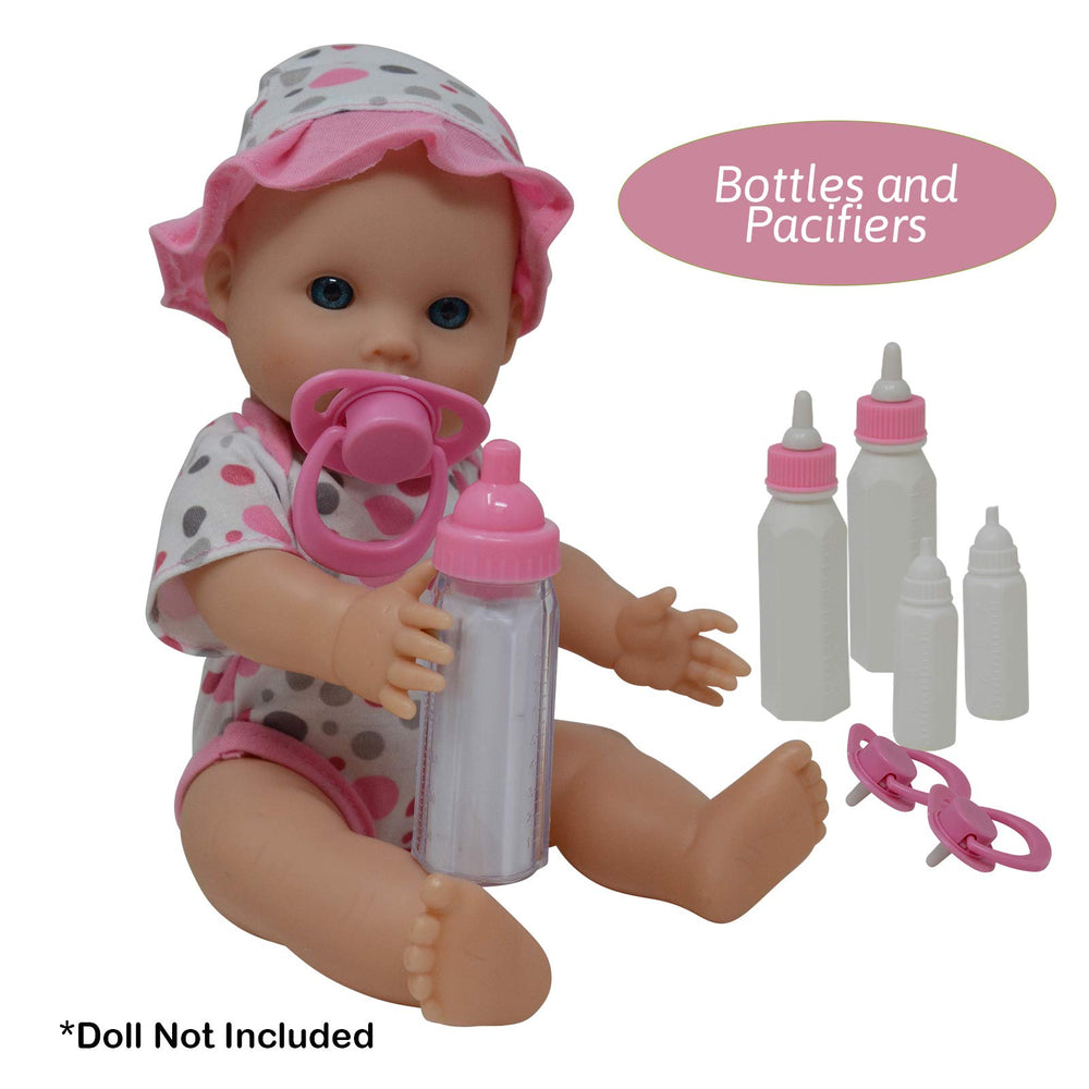 The New York Doll Collection pacifier and milk bottles encourage gentle soothing rituals.