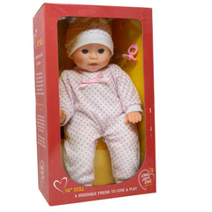 The New York Doll Collection polka-dot hat adds playful styling.
