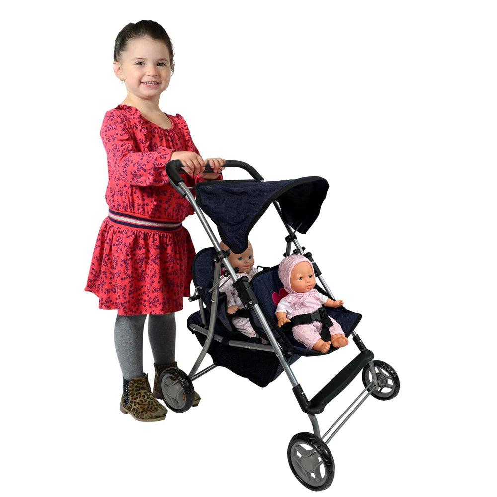 Pink heart accents on The New York Doll Collection stroller for imaginative play
