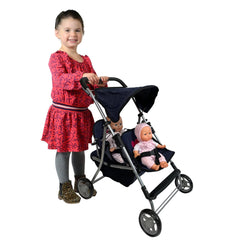 Pink heart accents on The New York Doll Collection stroller for imaginative play