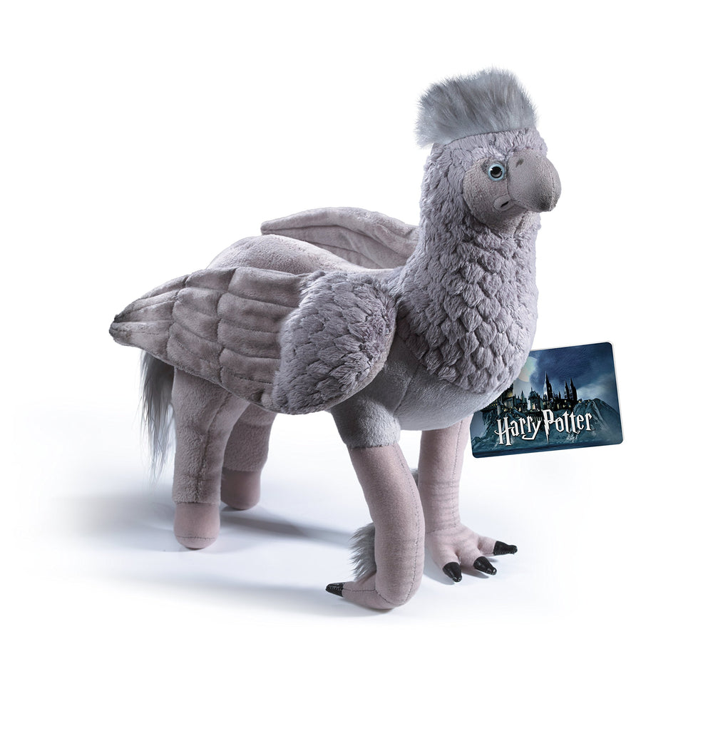 The Noble Collection Buckbeak plush front view shows soft fabric ideal for display.