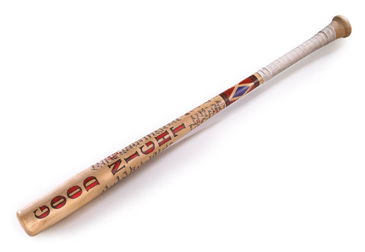 The Noble Collection Harley Quinn baseball bat prop replica for display and cosplay use.