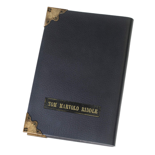 The Noble Collection Tom Riddle Diary cover close-up highlights authentic leather craftsmanship.