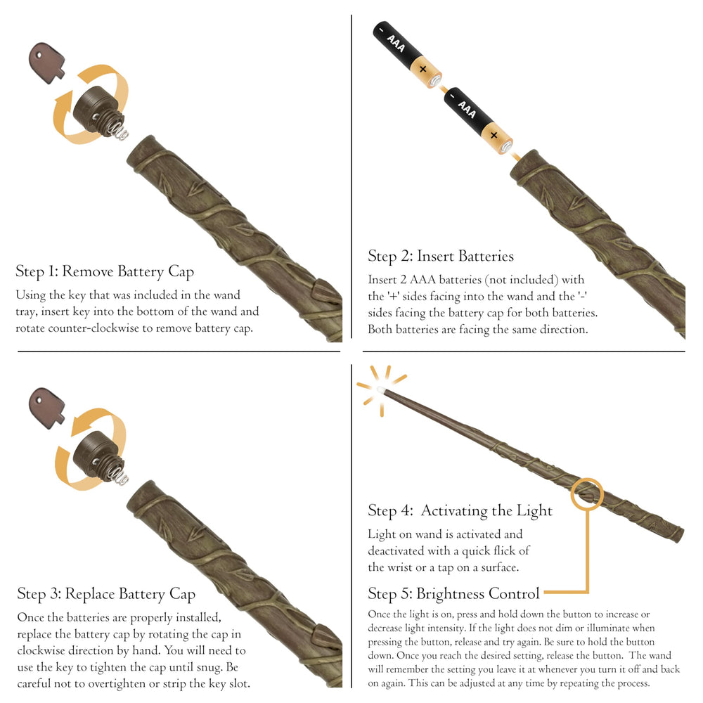 The Noble Collection Hermione Granger Illuminating Wand remembers brightness setting after use