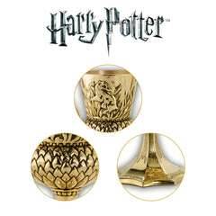 The Noble Collection Hufflepuff Cup with badger mascot ideal for gifting.