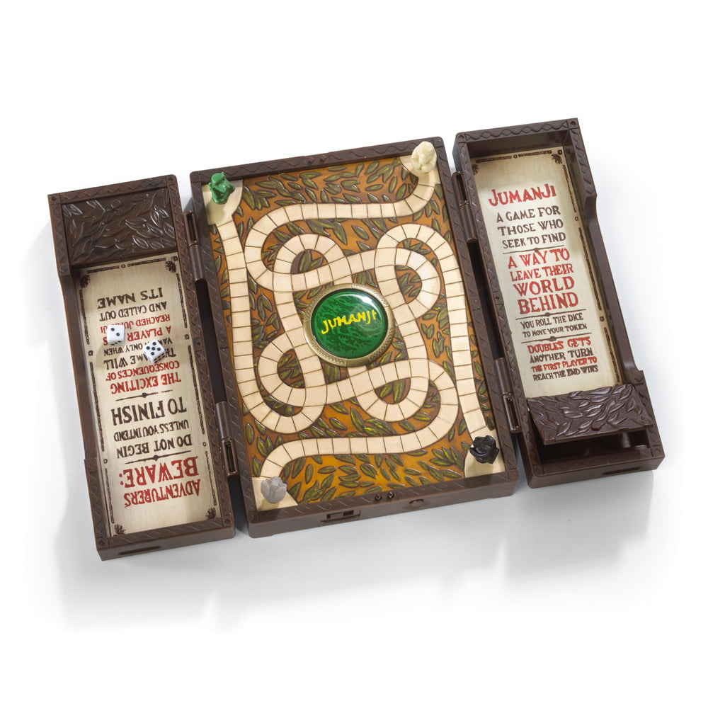 Open Jumanji miniature board showing center glow and ambient lights.
