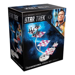 The Noble Collection Star Trek tridimensional chess display-ready set fits desks and shelves.