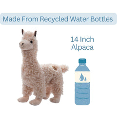 The Petting Zoo alpaca plushie uses soft materials for safe, cozy cuddles.