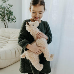 The Petting Zoo alpaca plushie makes a thoughtful toddler gift for birthdays and holidays.