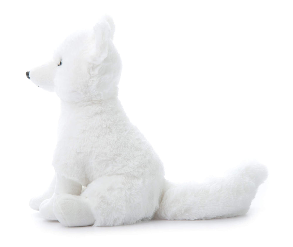 Twelve-inch Arctic Fox plush sized for travel adventures.